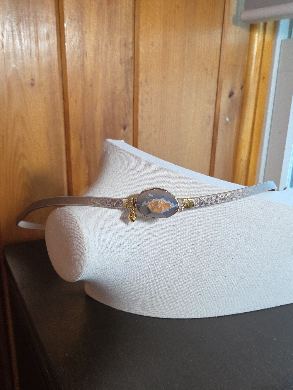 Agate On Leather Belt